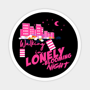 Walking in Lonely Blooming Night Magnet